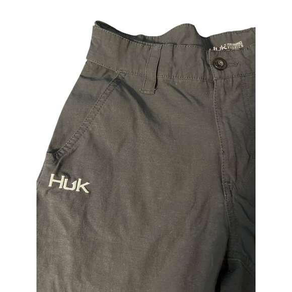 Huk Mens Performance Fishing Shorts Cargo Black Pockets Utility Zippers Sz Small - Picture 3 of 5